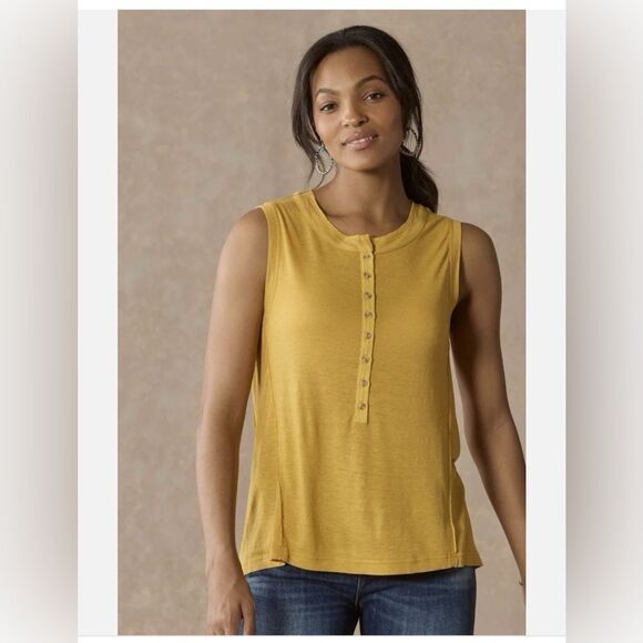 Sundance Tops - Sundance Benita Henley Tank NEW Gold Flake Size XL